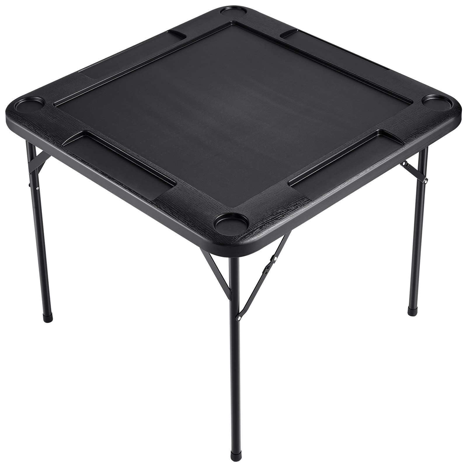 Mahjong Table 4 Player Folding Card Game Table with Cup Holders Black