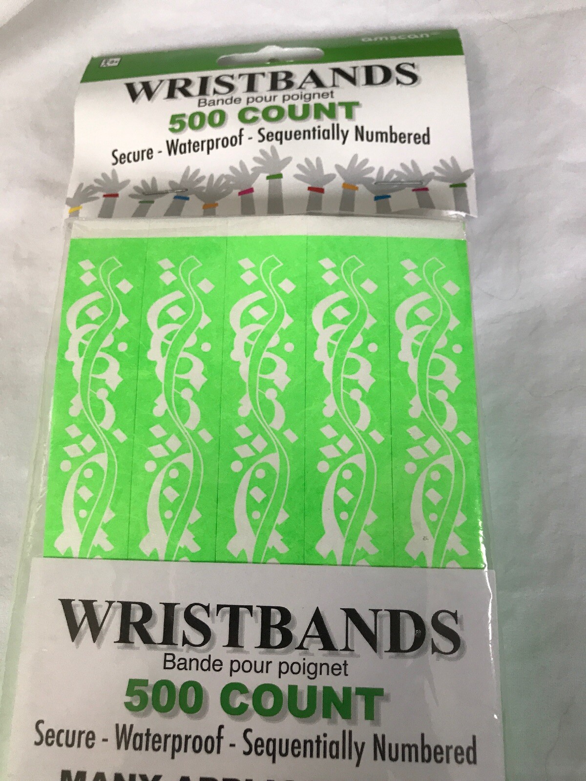 NEW Green Swirls Ribbon Event Wristbands 500 Count Secure Waterproof