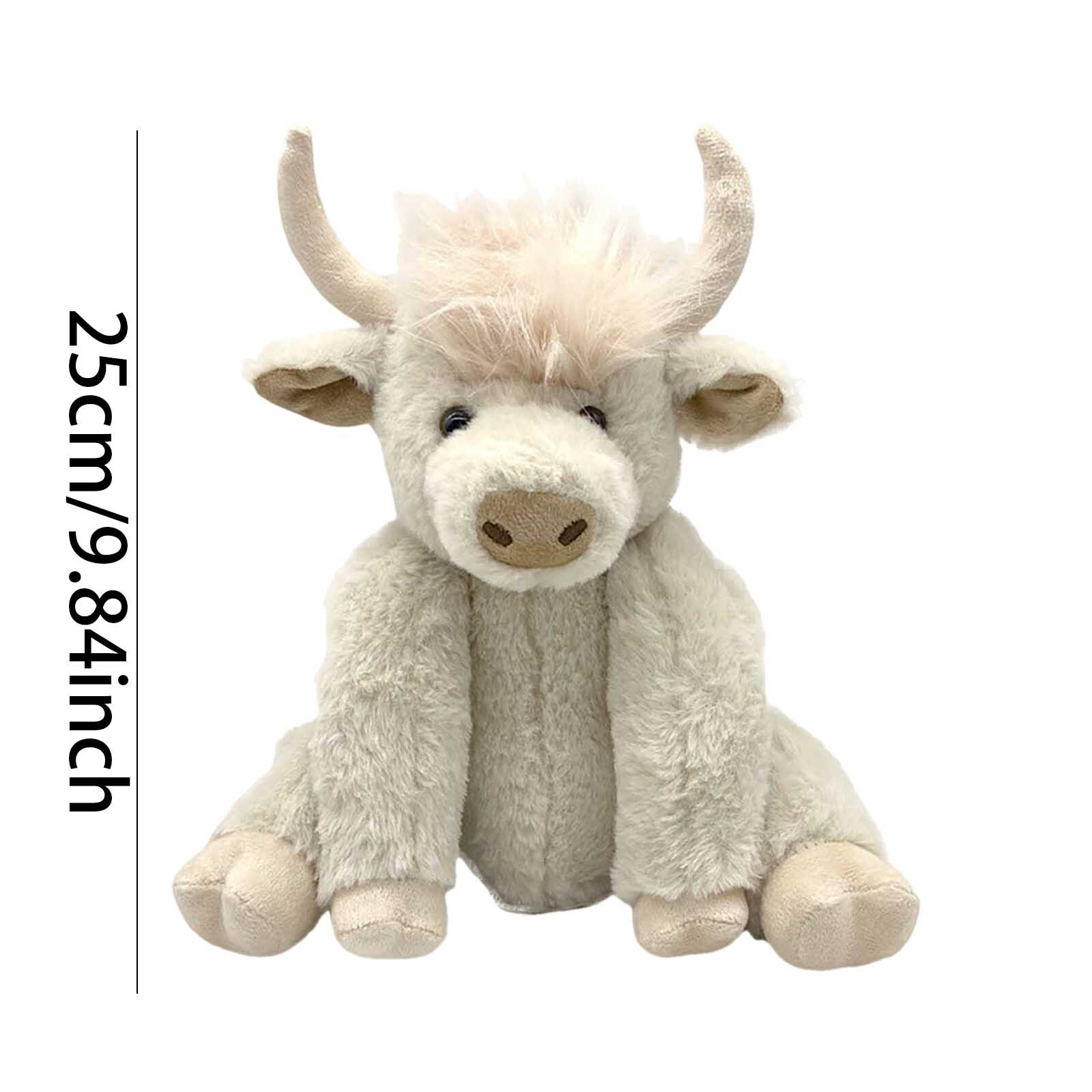 Lifelike Scottish Cow Stuffed Animal Posable Joints Highland Cow Plush Doll Toy