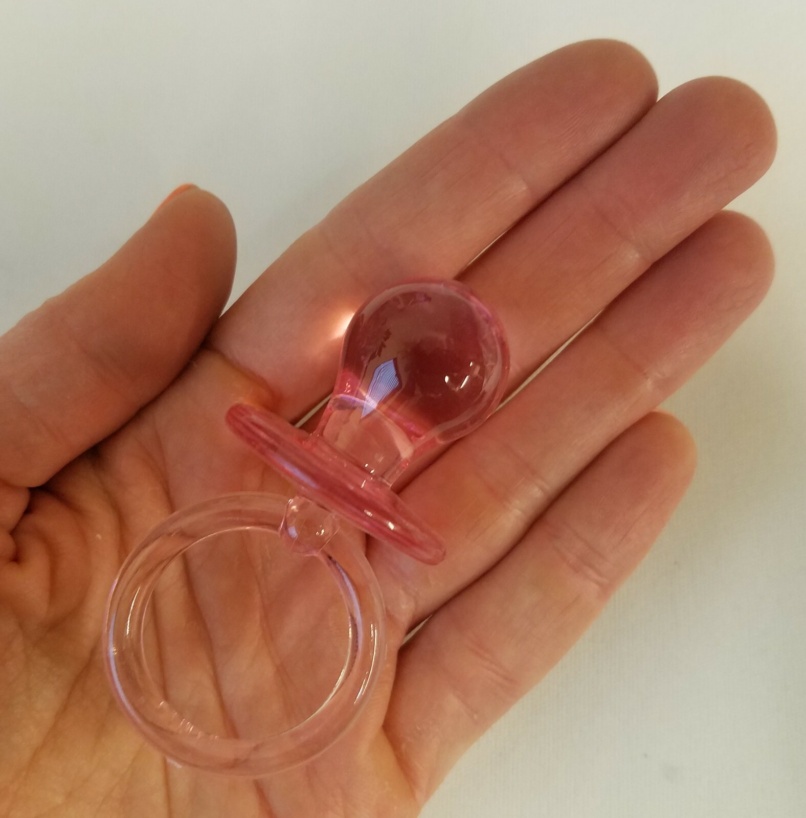 Lot of 15 Large Pink Acrylic Plastic Pacifiers Baby Shower Favors Decorations