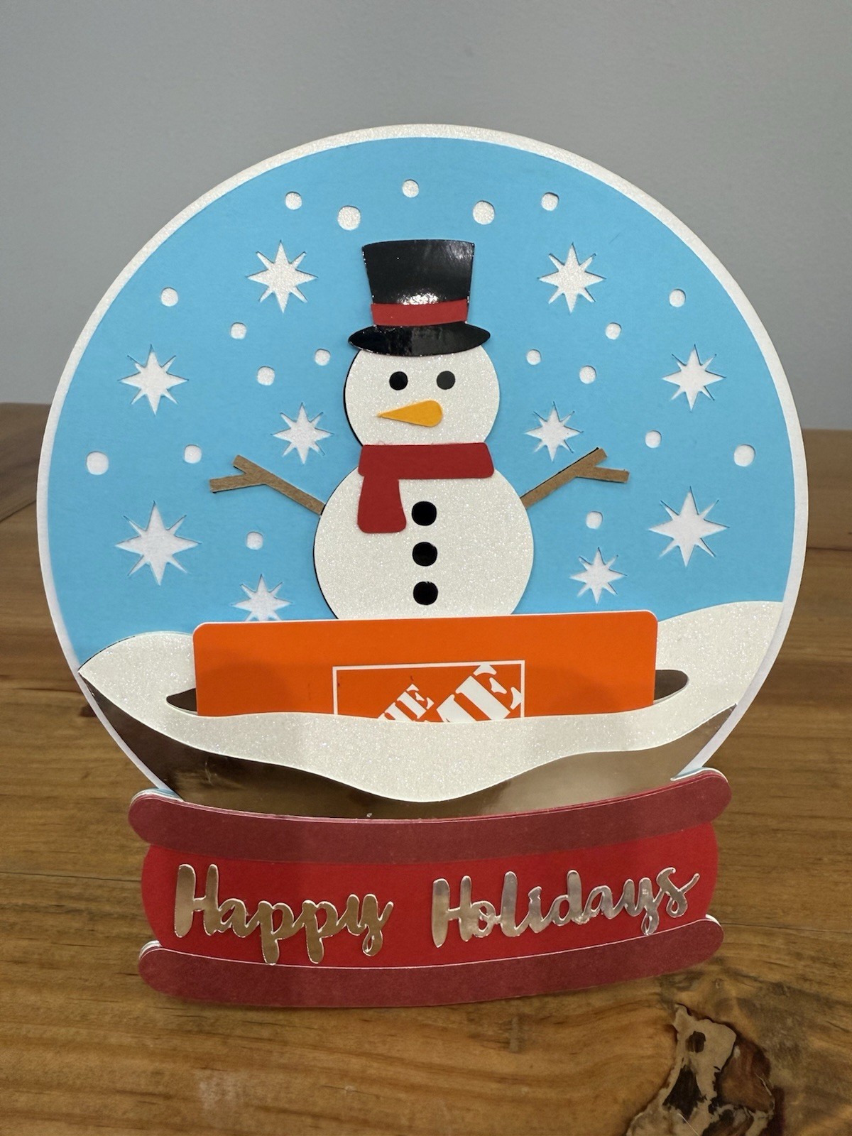 Snowglobe with Snowman Christmas Gift Card holder