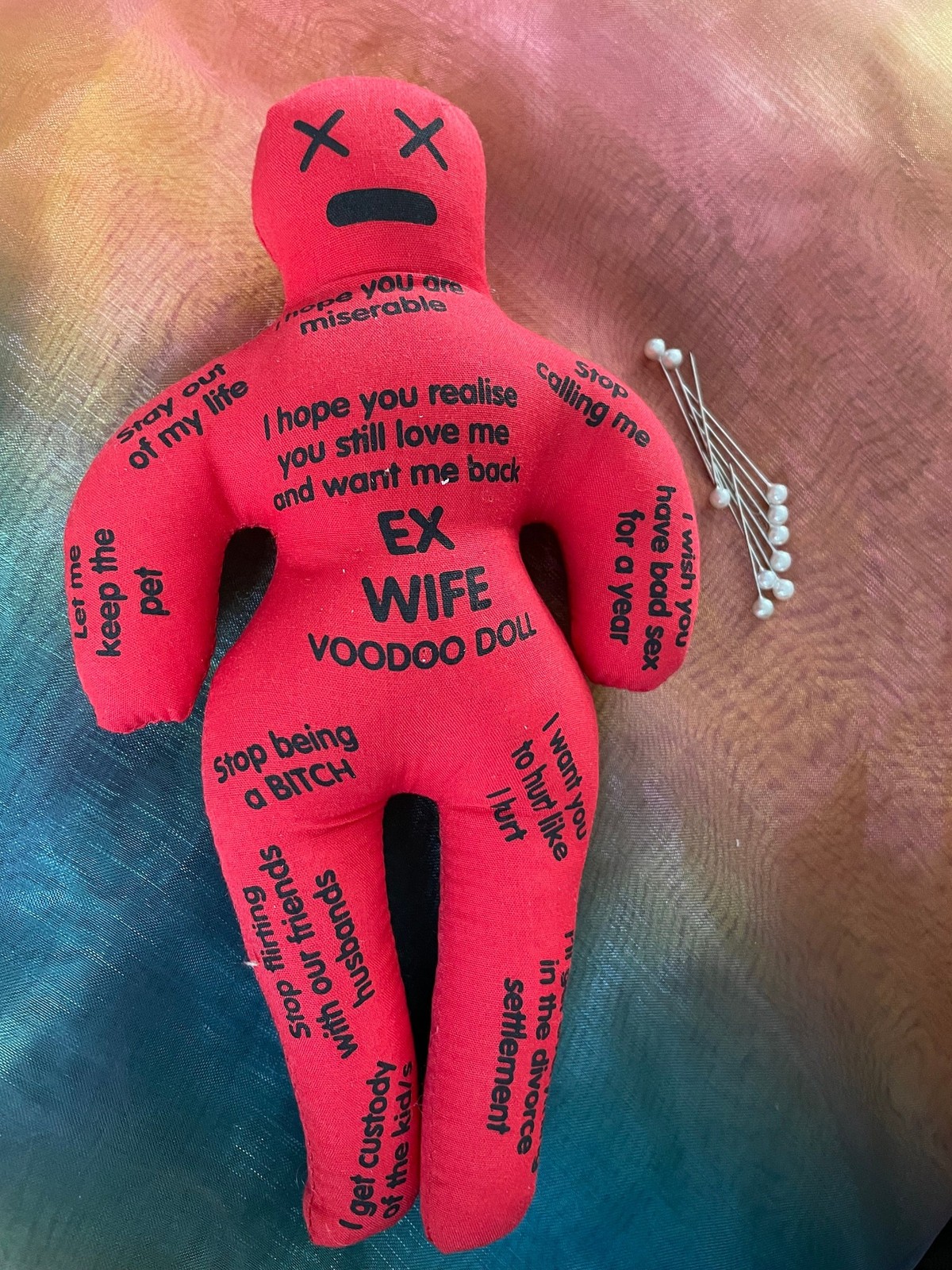 Ex-Wife Voodoo Doll with Pins ~ Adult Gag Joke Toy Gift – Stop being a Bitch! 😈
