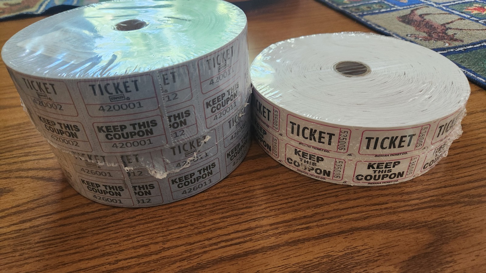 Raffle Tickets,(3 Rolls of 2000 Double Tickets) 6,000 Total 50/50 Raffle Tickets