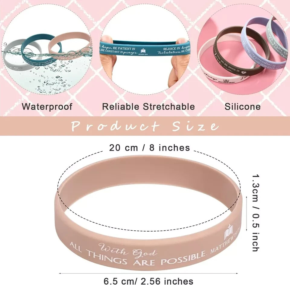 HyDren 120 Pcs Religious Silicone Wristbands Bulk Bible Rubber Bracelets