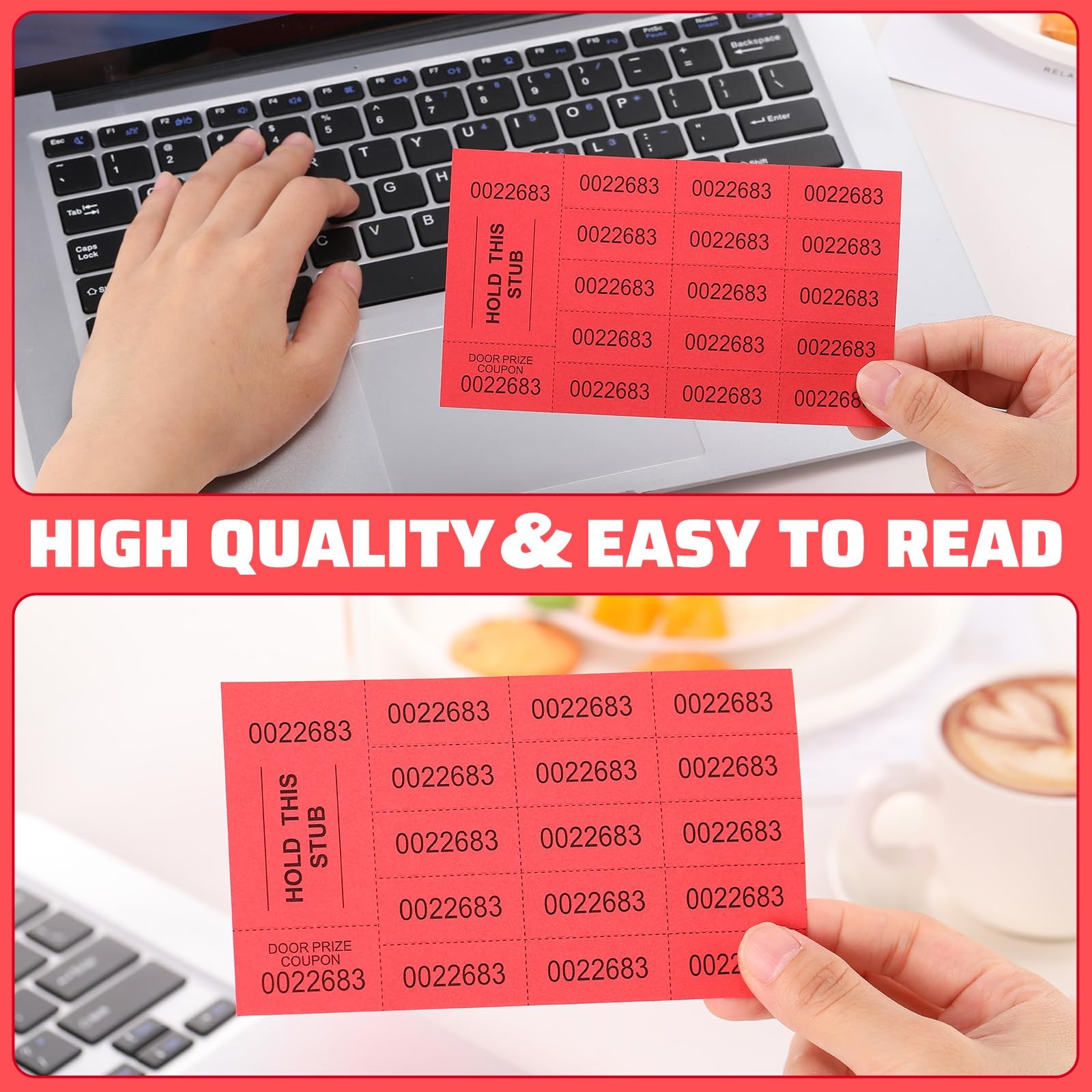 504 Sheet 15 Bid Raffle Ticket Different Number Chinese Auction Event Red