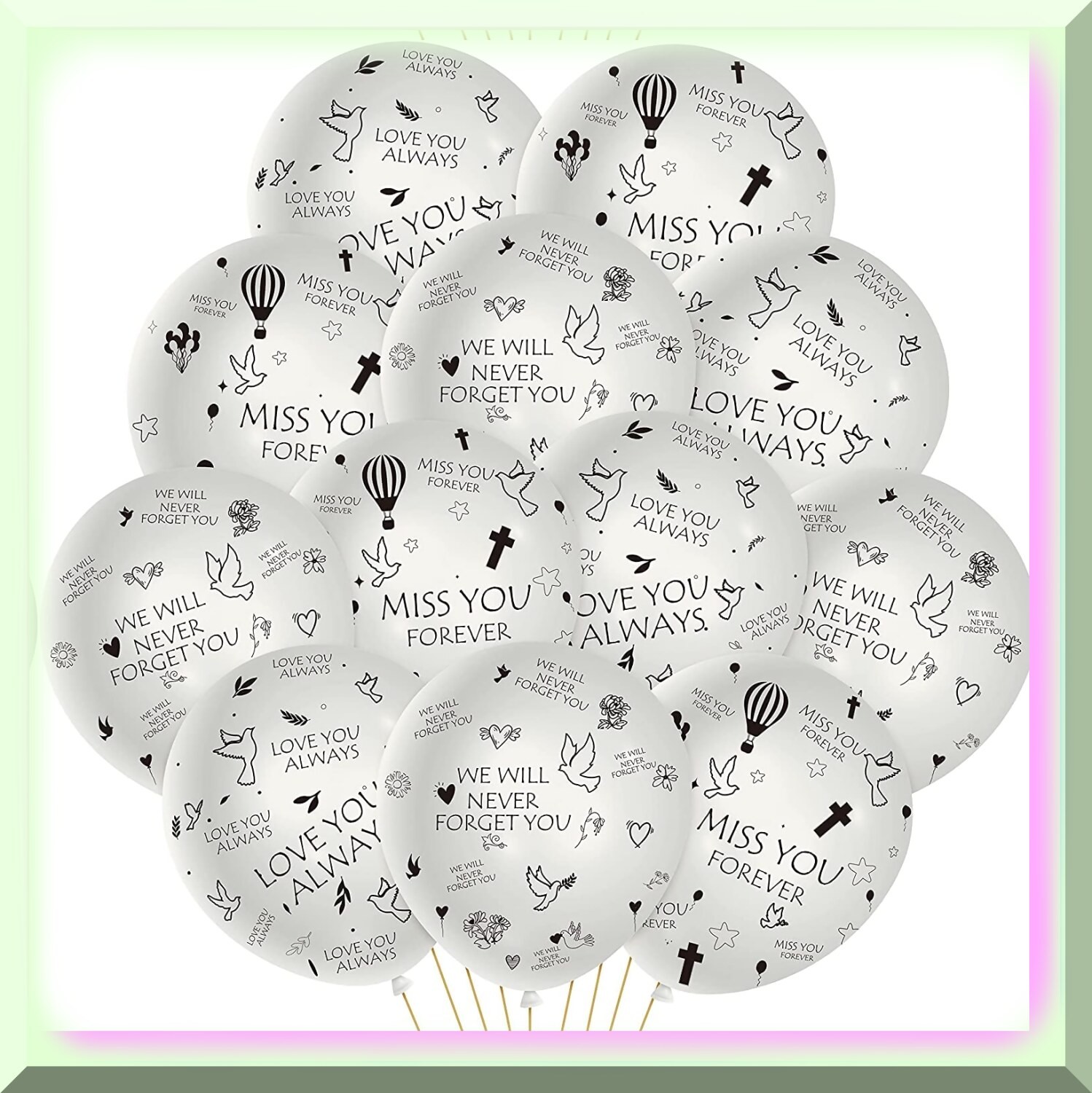 Set of 37 Biodegradable Latex Balloons for Memorial