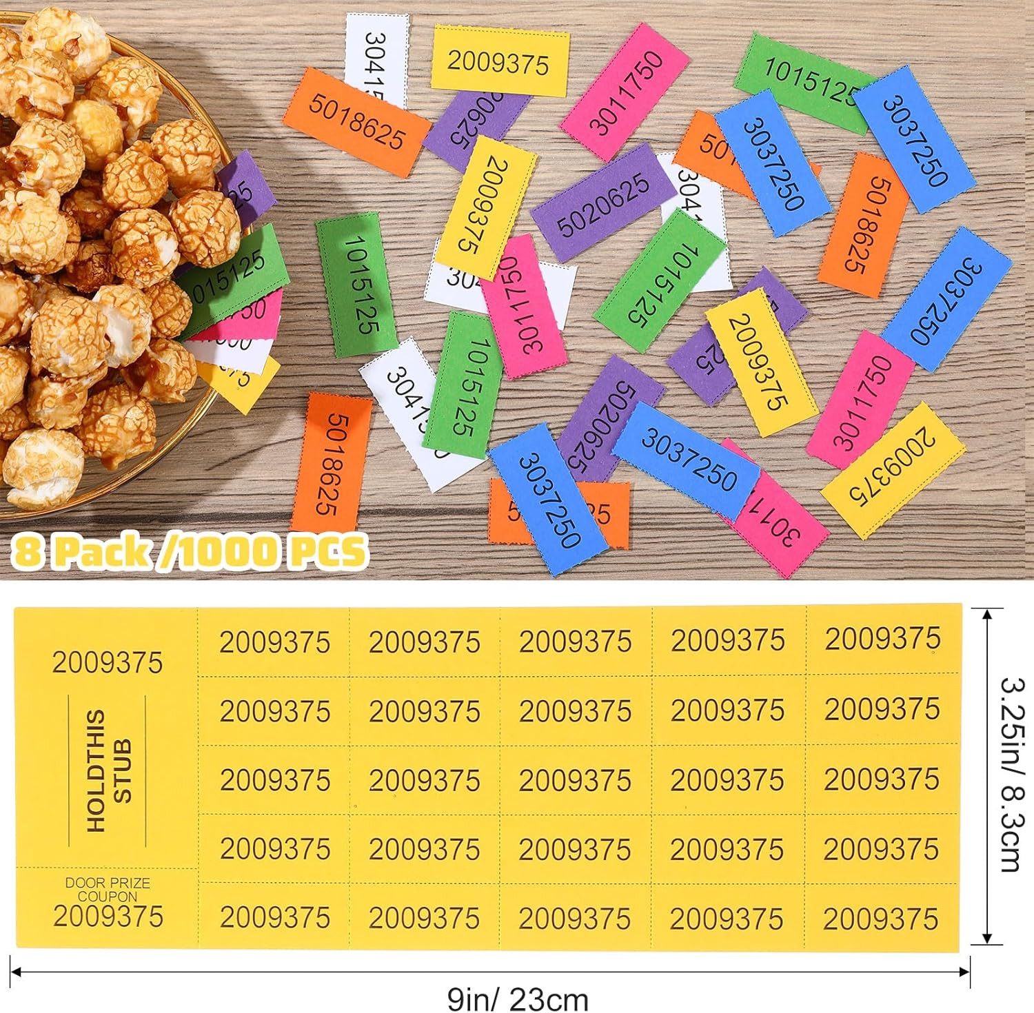 1000 Sheets 25 Bid Raffle Ticket Numbers – Chinese Auction Ticket Sheets for Eve
