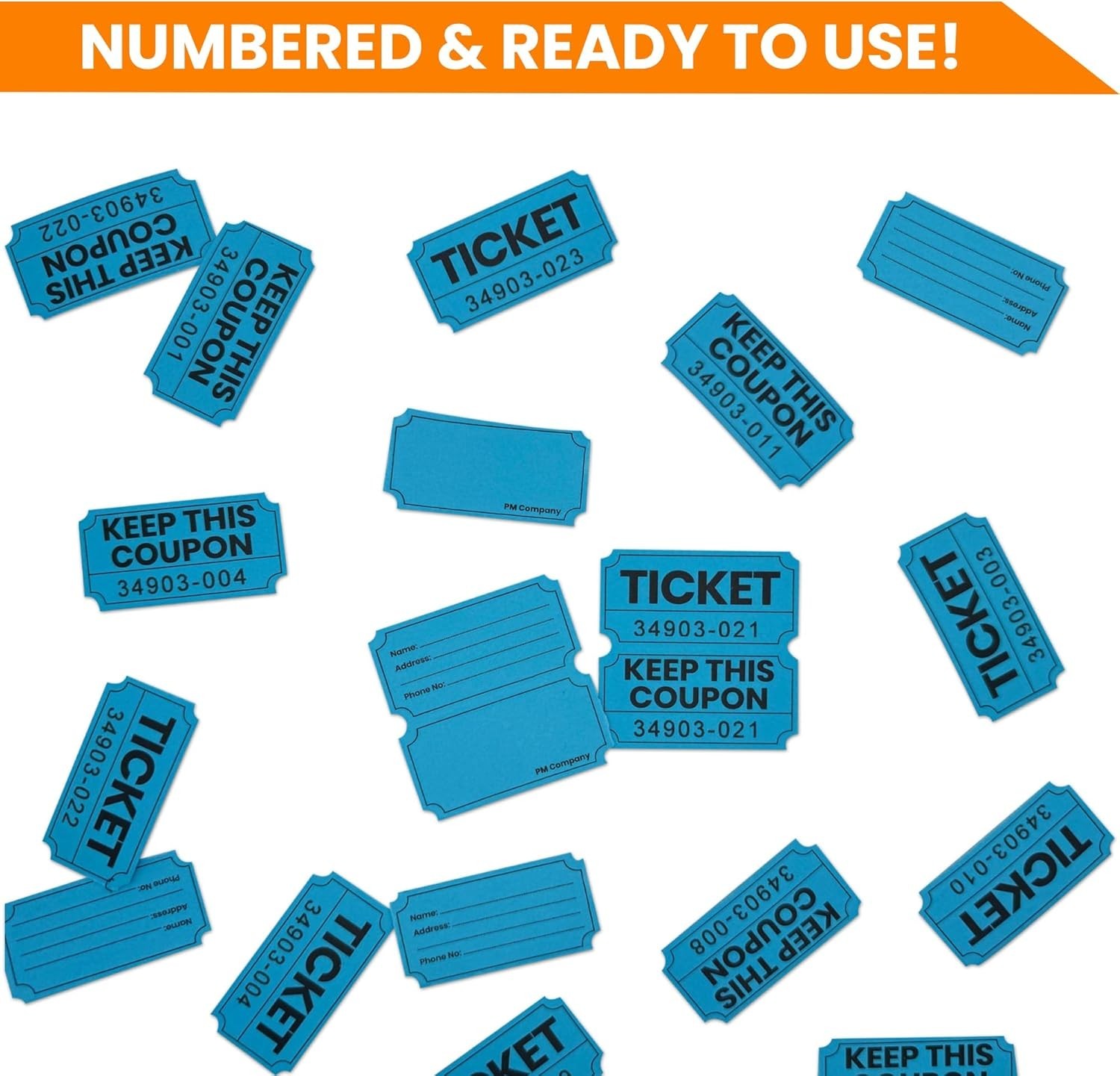 2000 Pcs 1000 Pairs Raffle Tickets Double Roll, 50/50 Blue Raffle Tickets for…