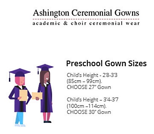 Childrens Graduation Gown & Hat Nursery 3-6 Years Colour Choir Costume With Cap