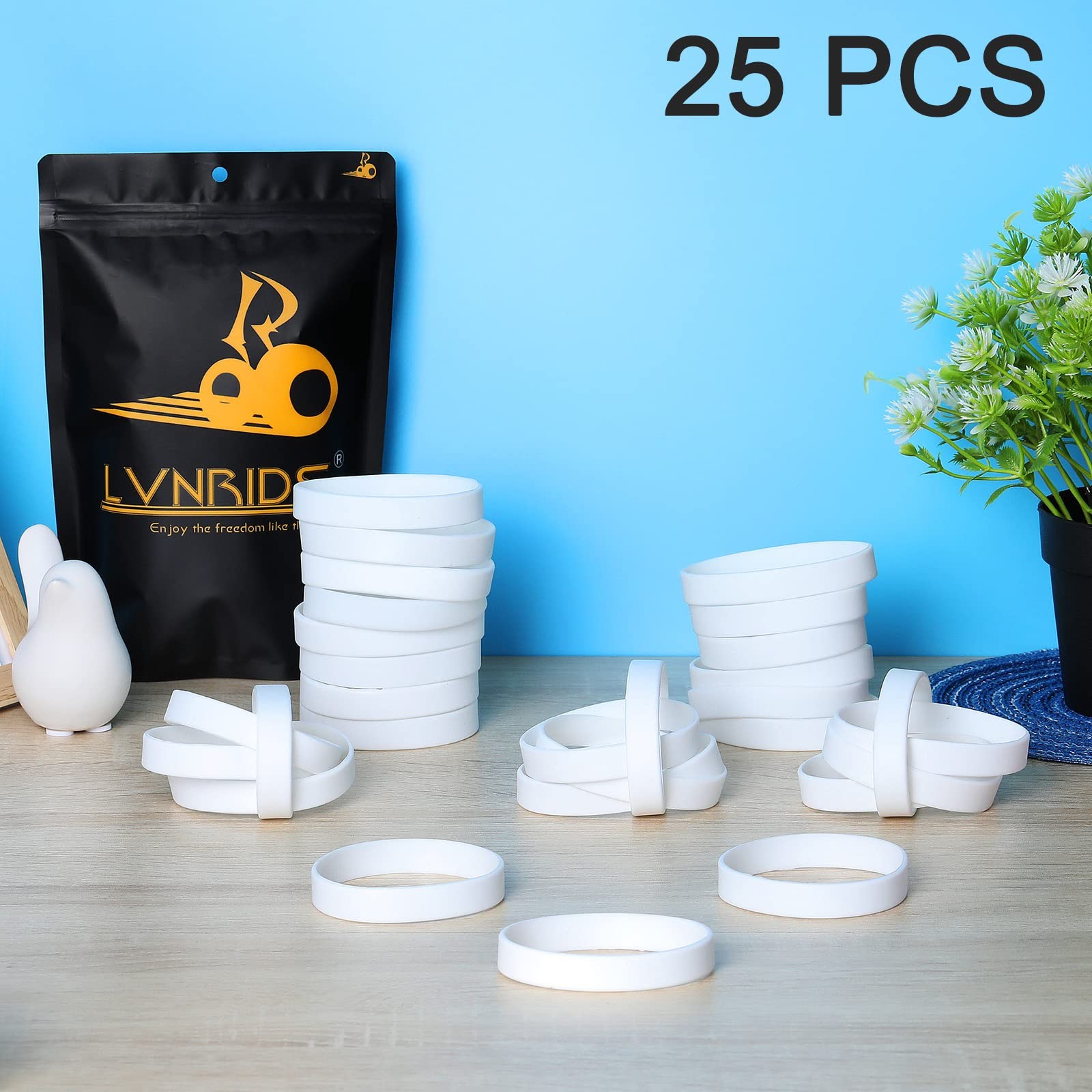25 pcs White Silicone Elastic Wristbands Bracelet Blank Wrist bands Bracelets…