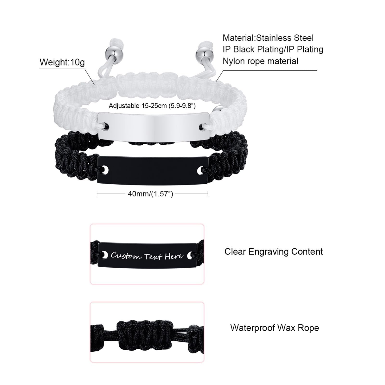 Matching Bracelets for Him and Her – Long Distance Couple Bracelet,Hypoallerg…