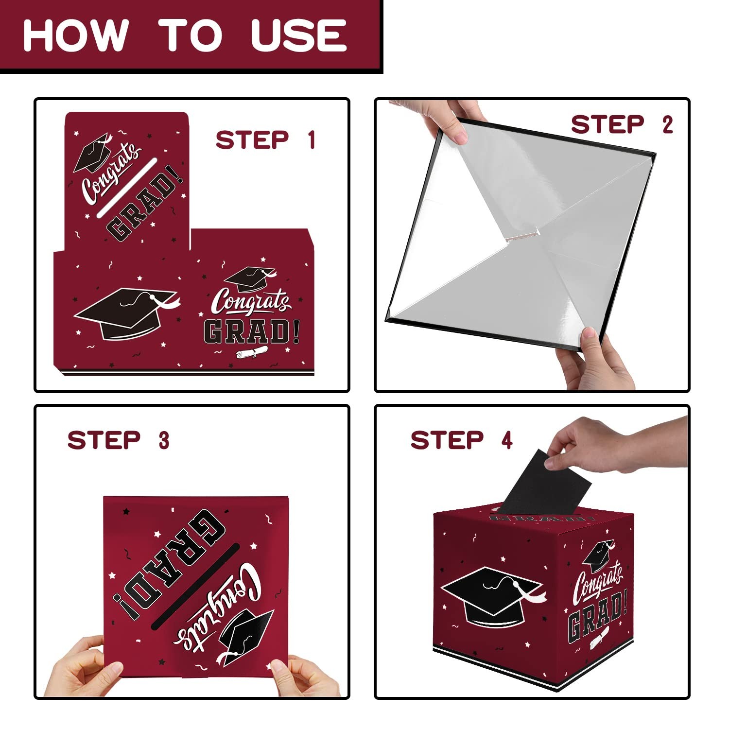 Gatherfun Graduation Party Favors 8.97×8.97×8.97 Inch (Pack of 1), Maroon