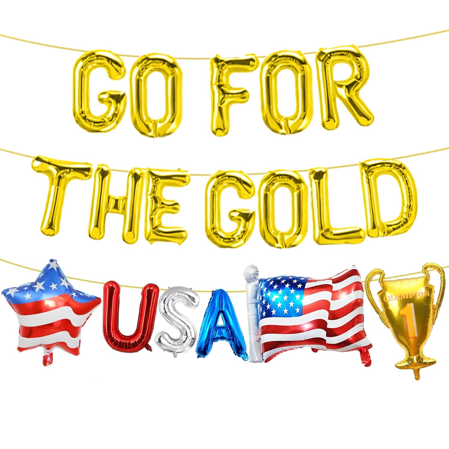 GO FOR THE GOLD Sports Balloons 2026 World 22 inches, Red, Silver, Blue, Gold