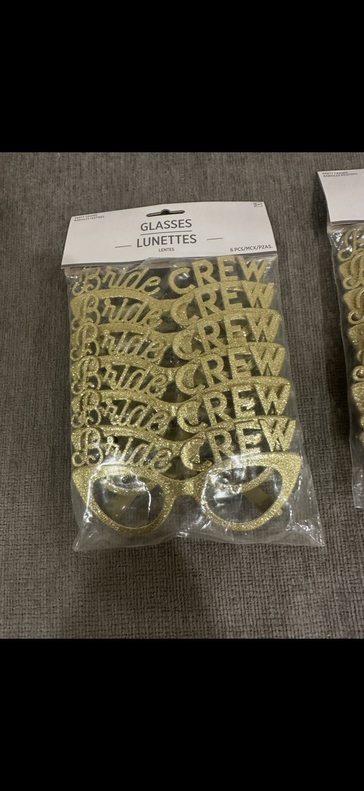 3 Packs of New Gold Sparkly Bride Crew Glasses Bachelorette Party Bridal Shower