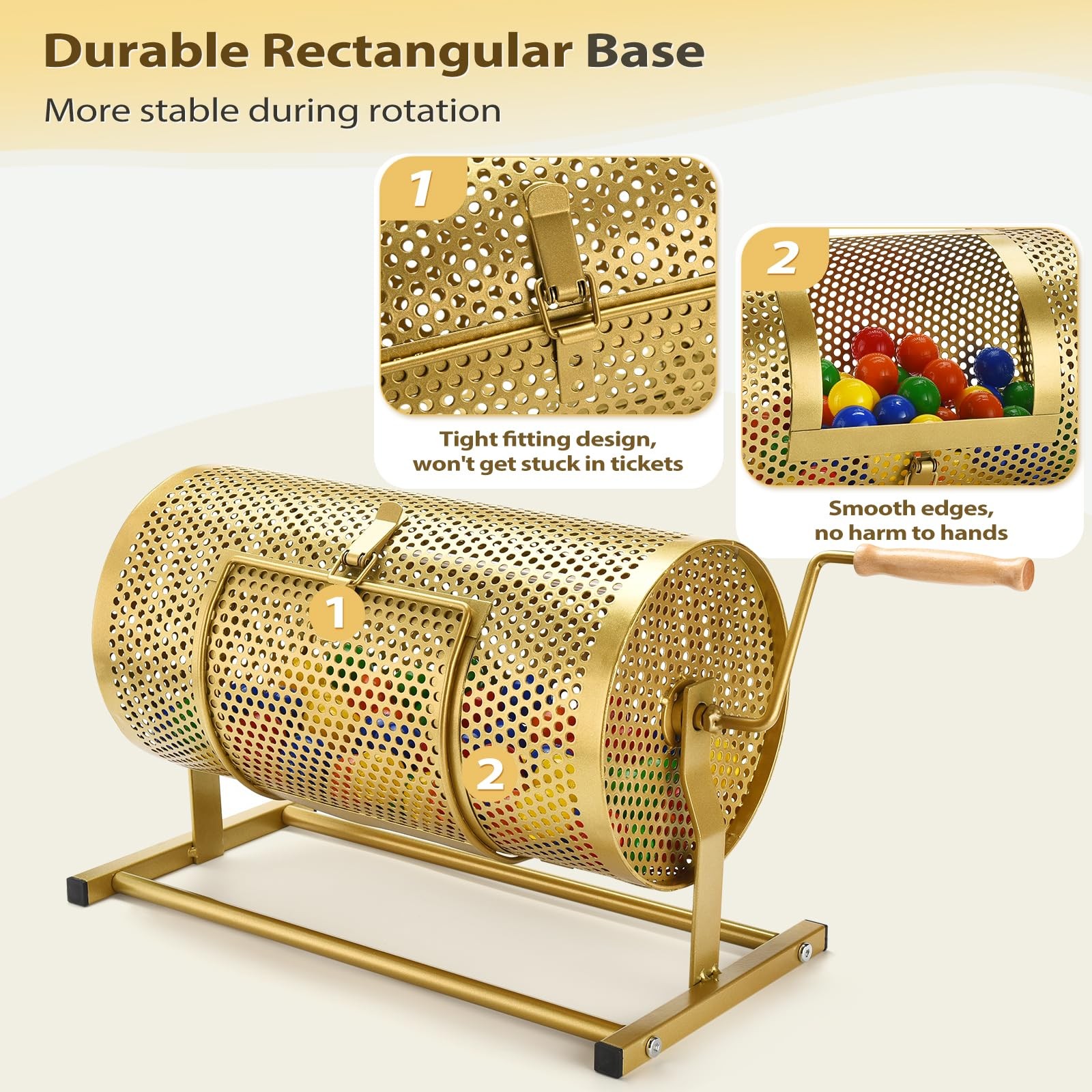 Raffle Drum, Heavy Duty Raffle Ticket Spinner Cage with Wooden Silent Design …
