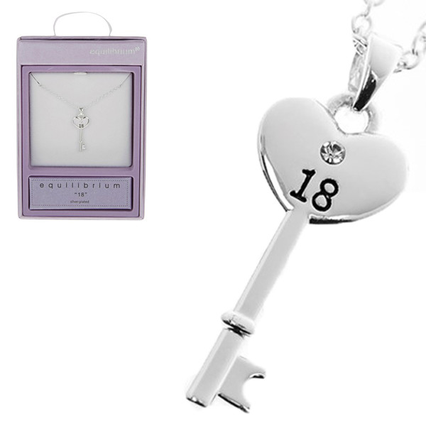 Equilibrium Silver Plated Special Key Necklace – 18th Birthday