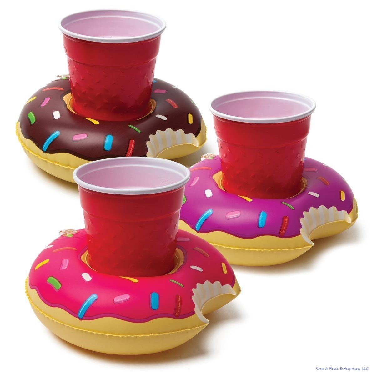 3-pk DONUTS Beverage Boat Inflatable Cup Drink Can Holder Pool Float – BigMouth