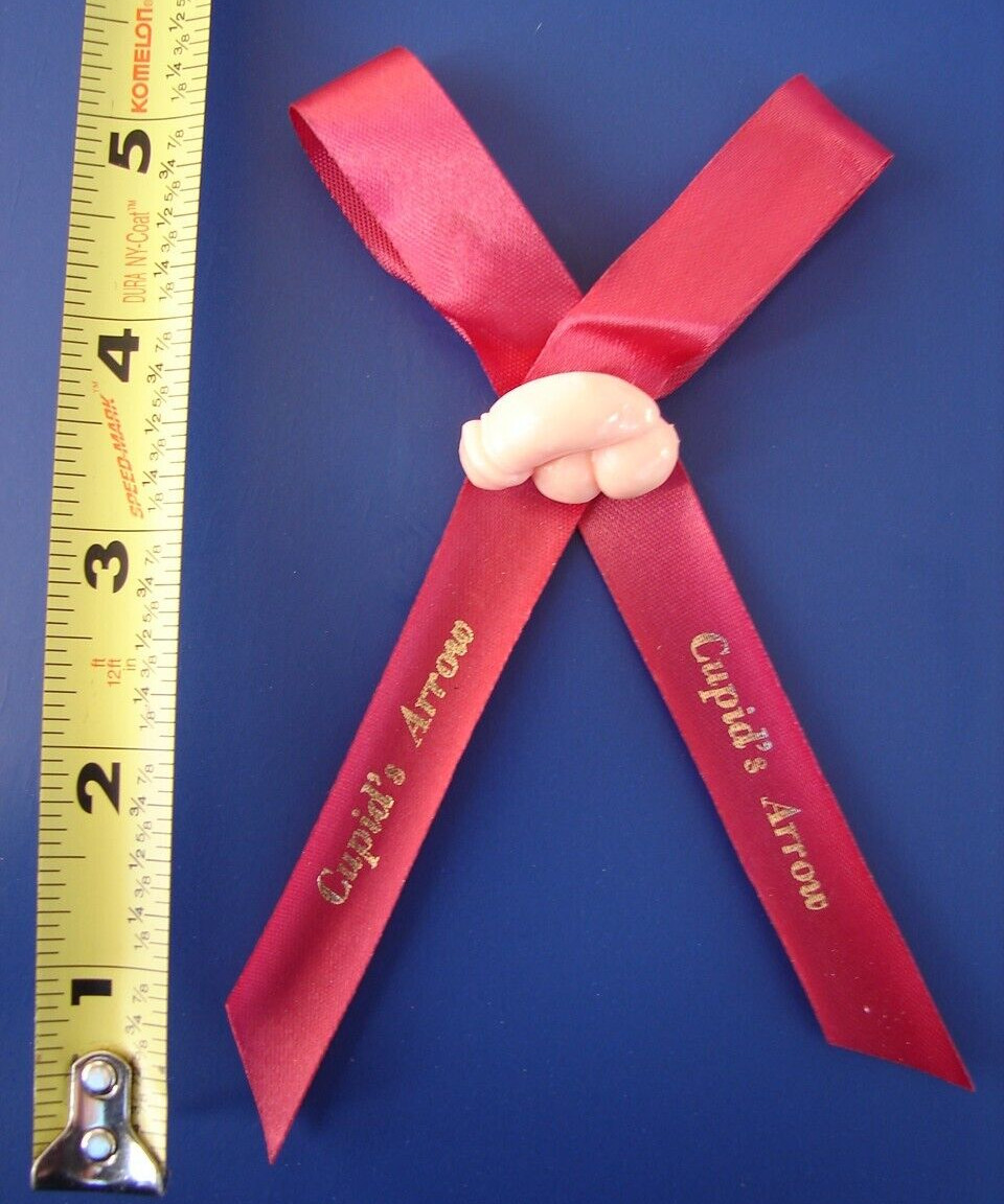 1970’S VINTAGE Valentine Cupids Arrow PENIS Ornament Pin Ribbon Joke Gay NOS