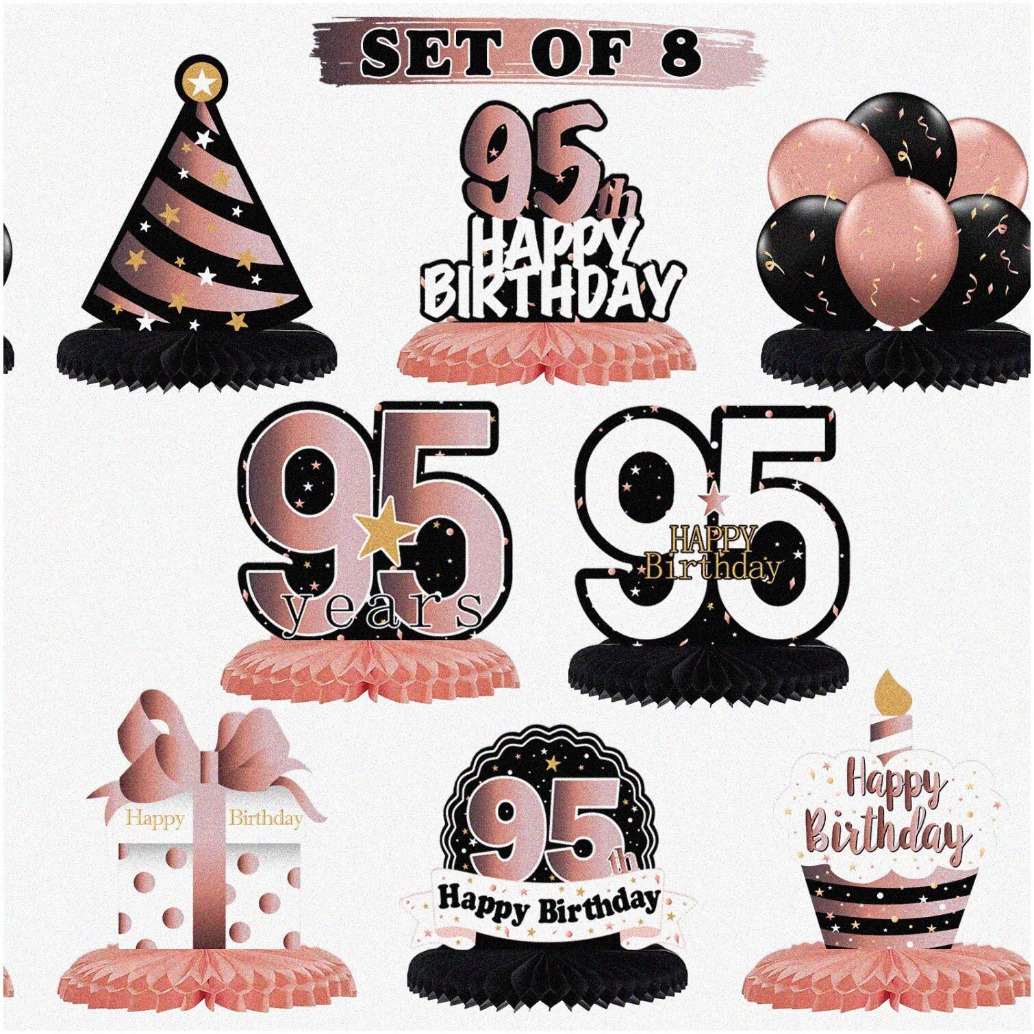 Honeycomb Table Centerpieces for 95th Birthday Set of 8