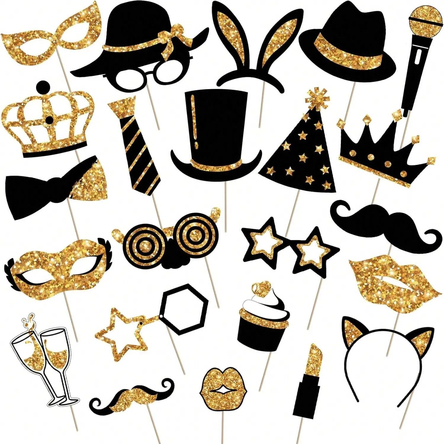 24 Pieces Party Photo Booth Props For Birthday Weddings Graduation Prom Party Su