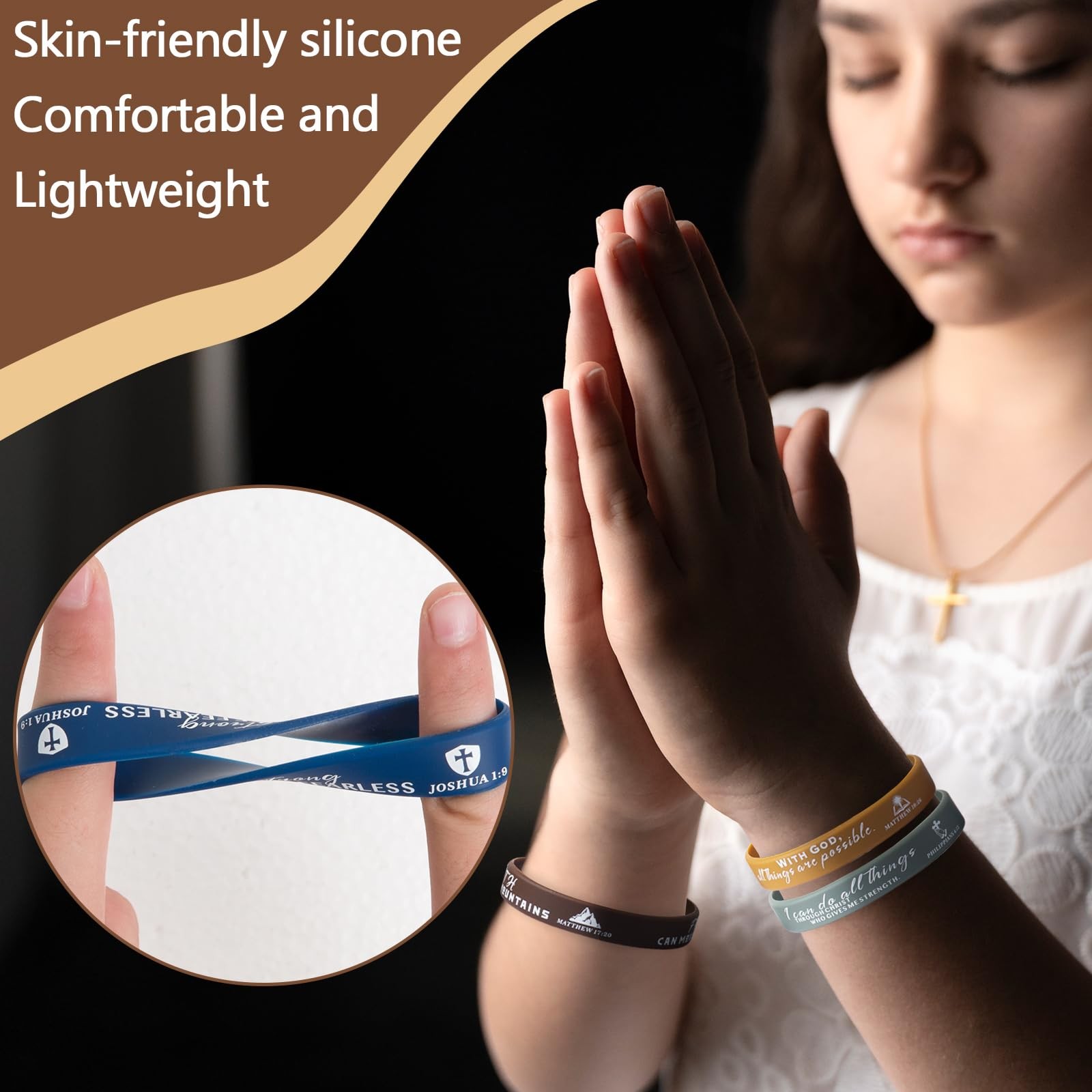 IDREAMBAND 100 Pcs Bible Verse Wristbands Inspirational Christian Keychain
