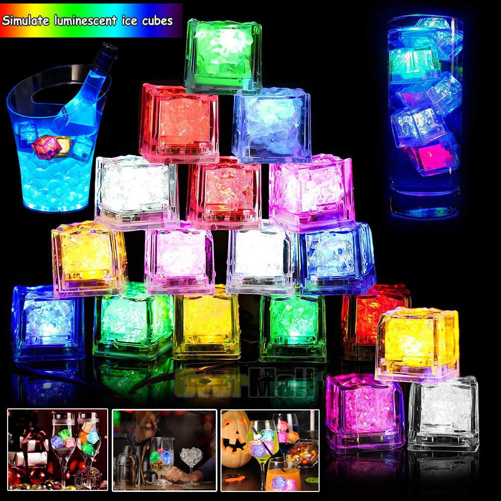 60X Waterproof Light Up Led Ice Cubes for Party Drink Glowing Flashing Ice Cube