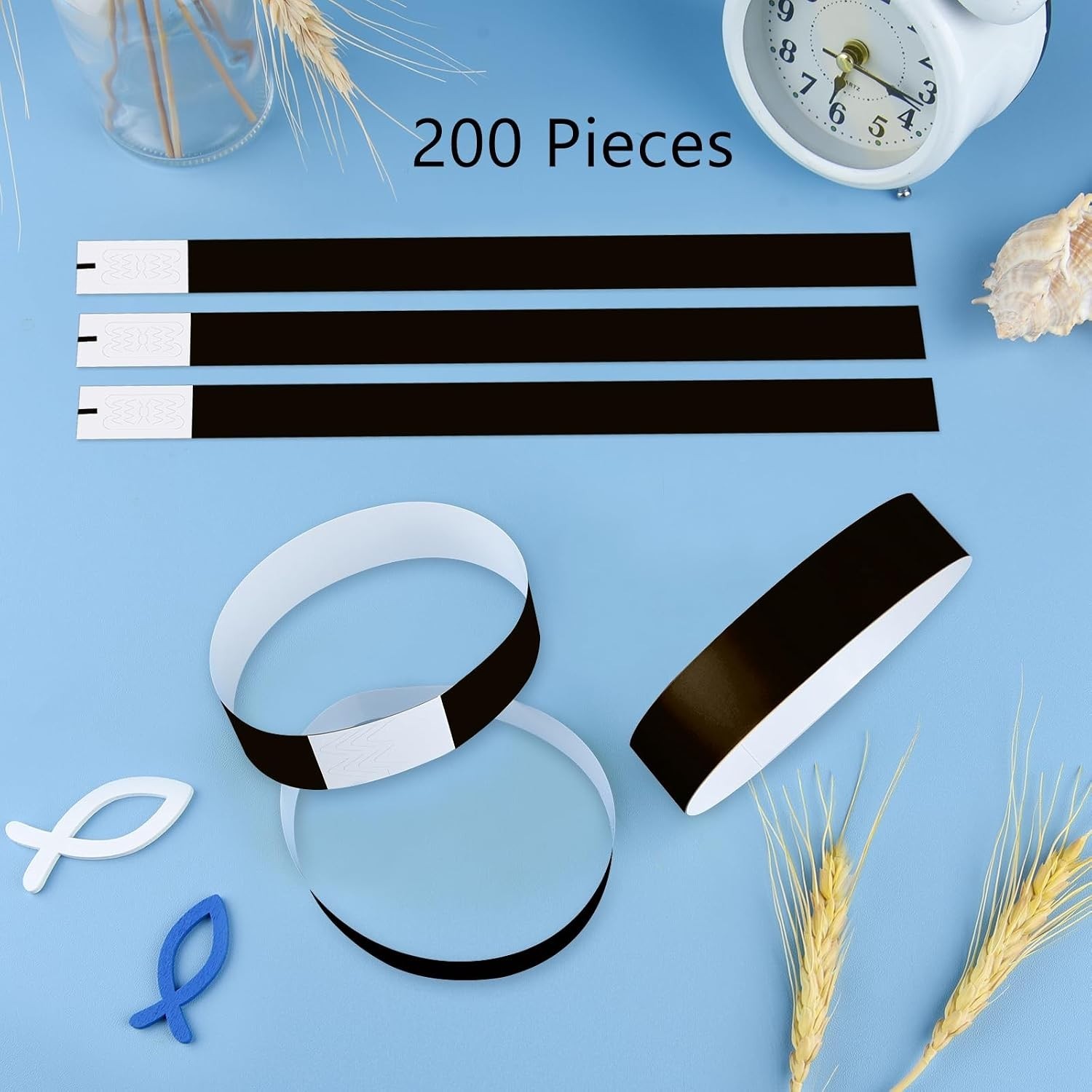 200 Black Paper Wristbands – Waterproof Event Bracelets for Parties & Concerts