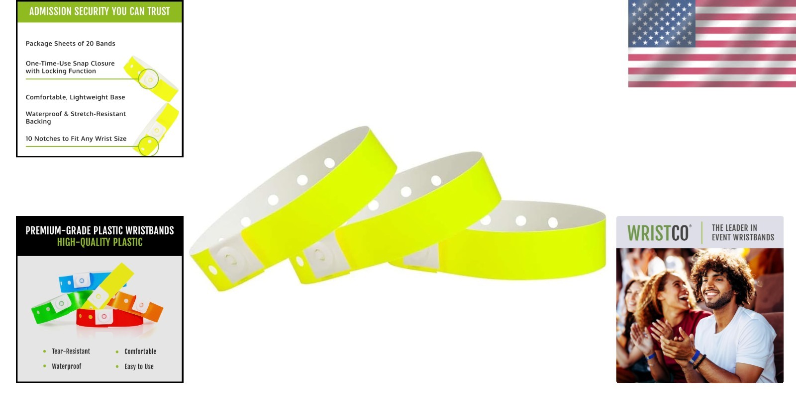 500 Count Neon Yellow Plastic Wristbands – Durable, Extended Wear for Events