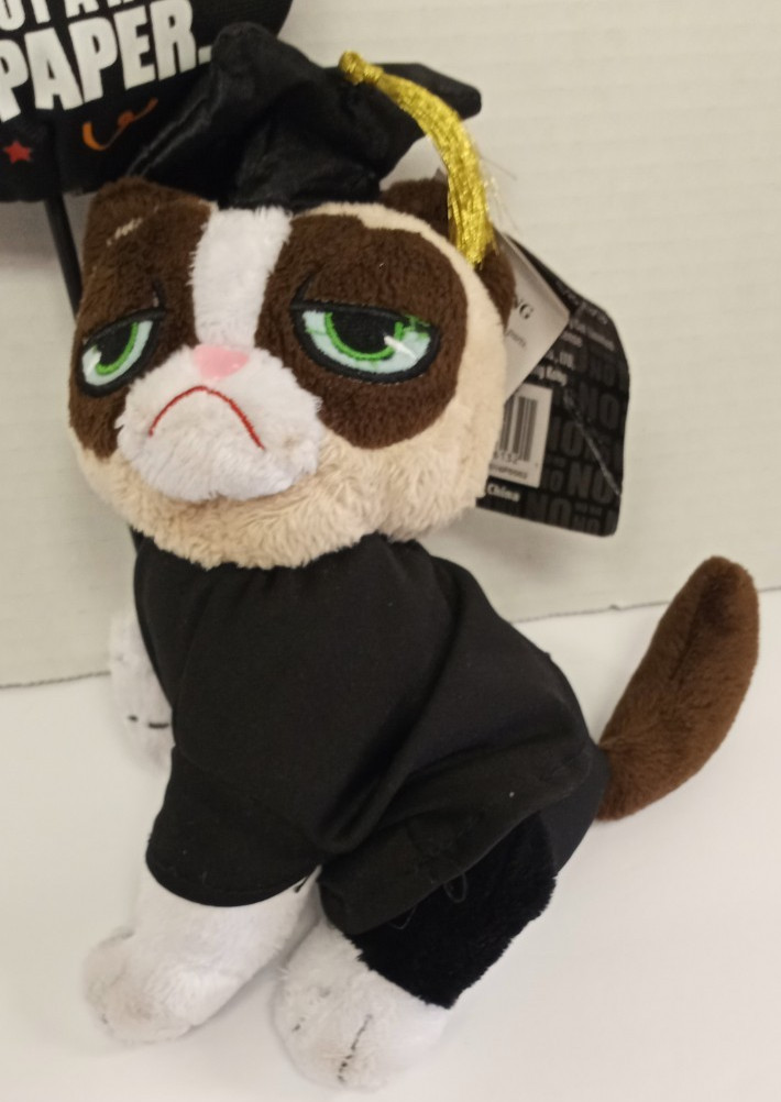 Grumpy Cat Plush Graduate Balloon Congrats Roll of Paper Funny Graduation Gift