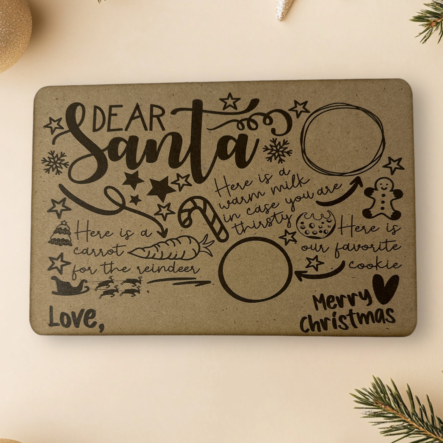 Children’s Santa Board – MDF – UV Printed #1 – 290mm x 195mm | Christmas | Xmas