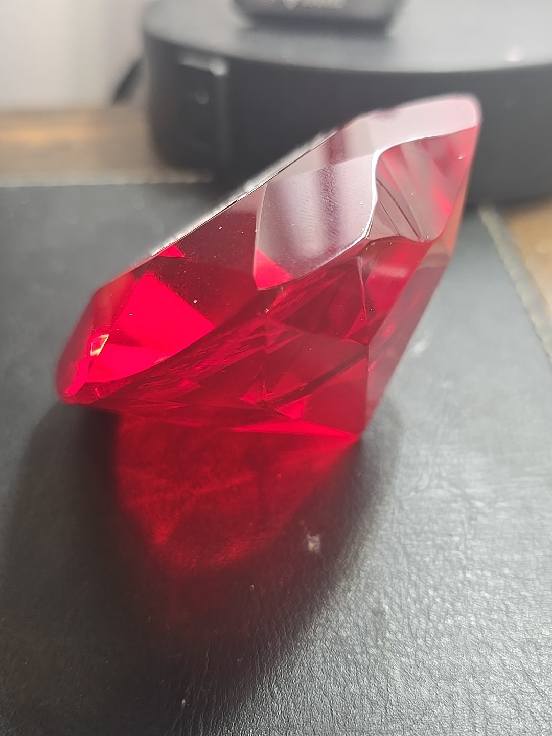 God’s Love We Deliver Hunger Grateful Paperweight Heart Shape Red Ruby Crystal