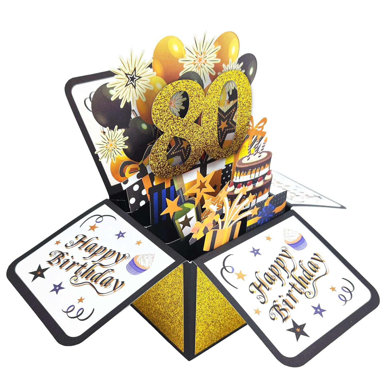 Asmallgf 80th Birthday Pop Up Card Gifts 3.1 x x 0.1 inches, 80 year old