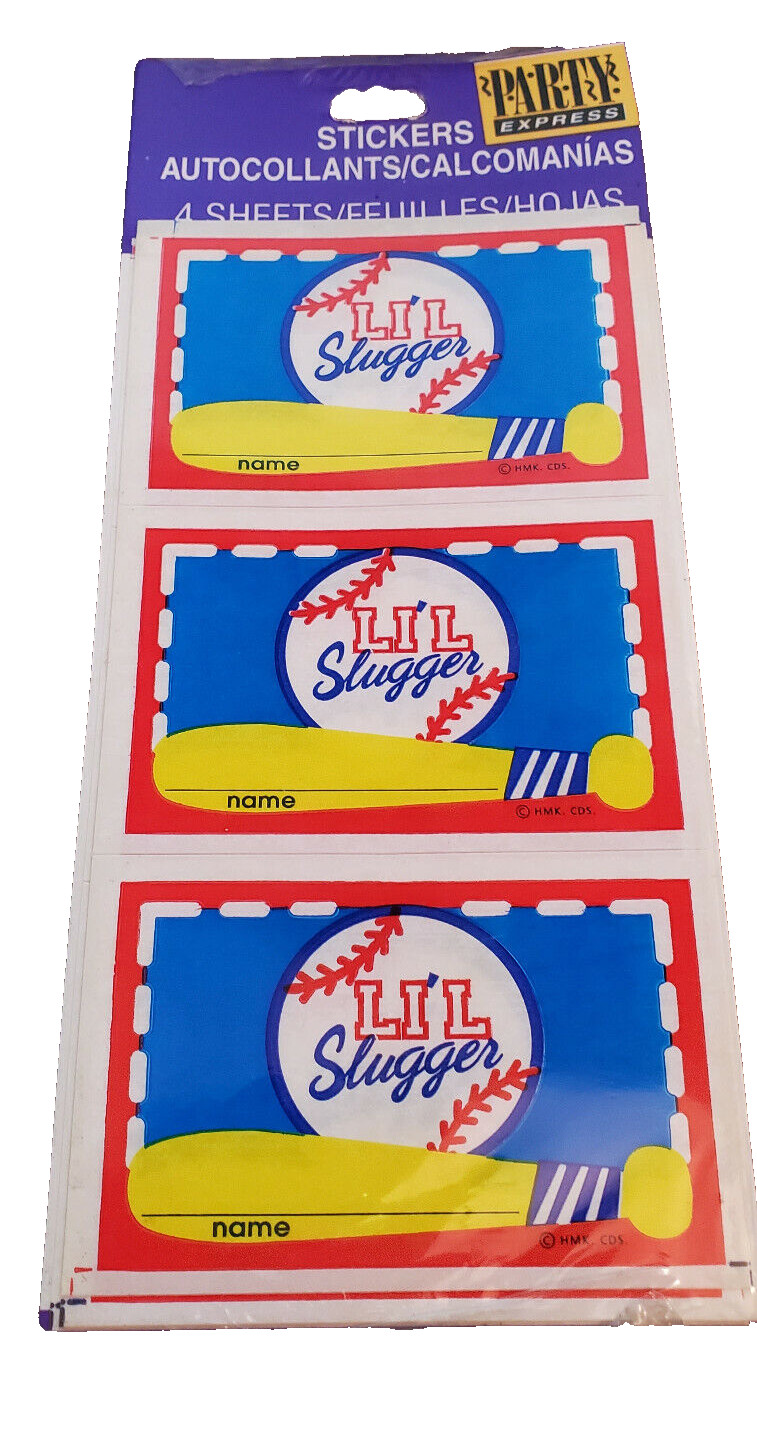 Stickers Li’L Slugger 4 Sheets Sealed Party Express NIP – Name Badges Baseball