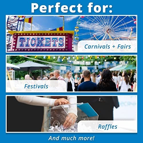 Raffle Roll Tickets – 8000 Total in Blue, Red, Yellow & Green – 1×2 Admission, E