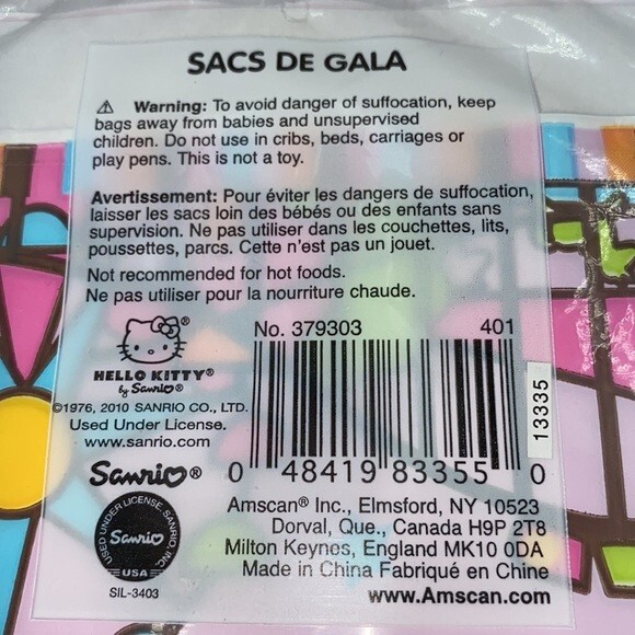 Sanrio Hello Kitty Birthday Party Loot Bags Package of 8 Children’s Kids Cat