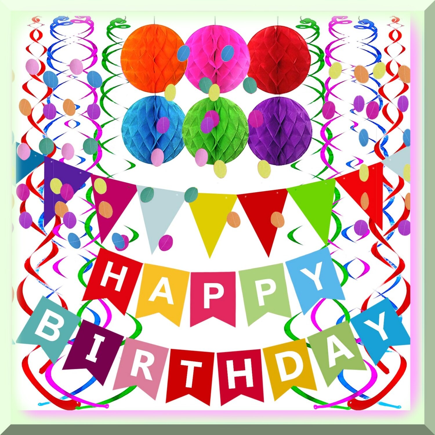 Colorful Party Decorations Bunting Confetti Streamers