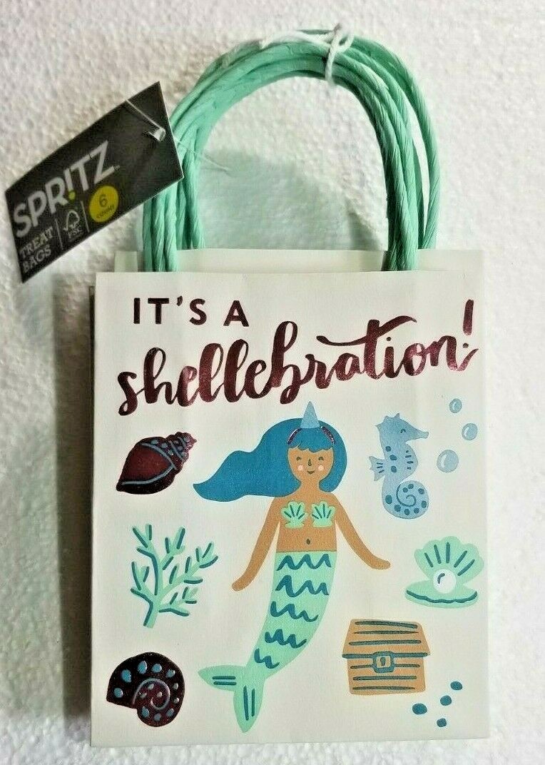MERMAID Treat Favor Bags It’s A Shellebration Paper Party 6 Count Beach