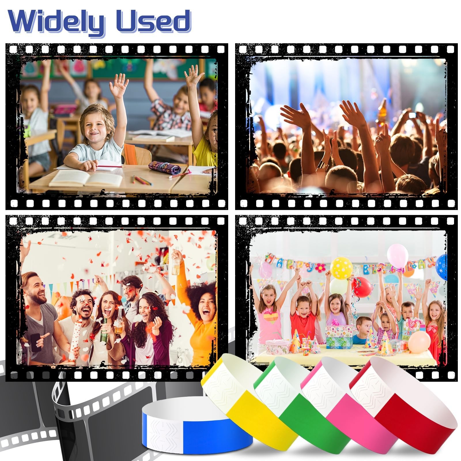2000 Pcs Paper Wristbands for Events Waterproof Neon Colored Wrist Bands Adhe…
