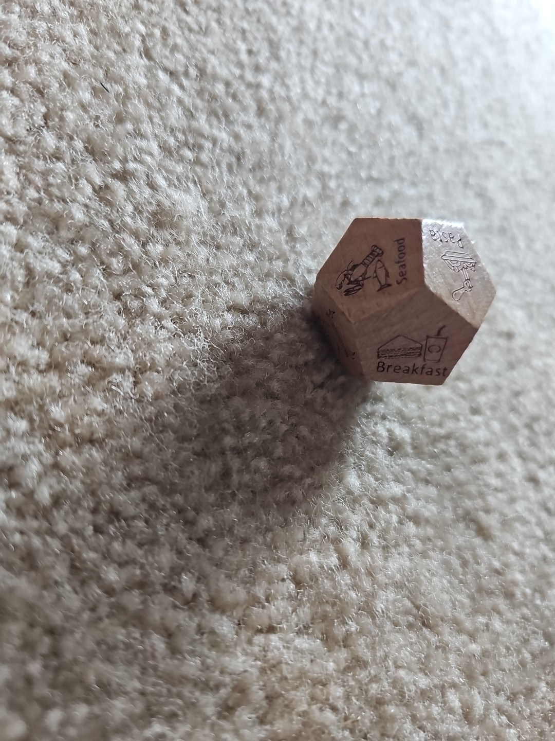 Date Night 12 Sided Wooden Dice with Different Food Meal Option