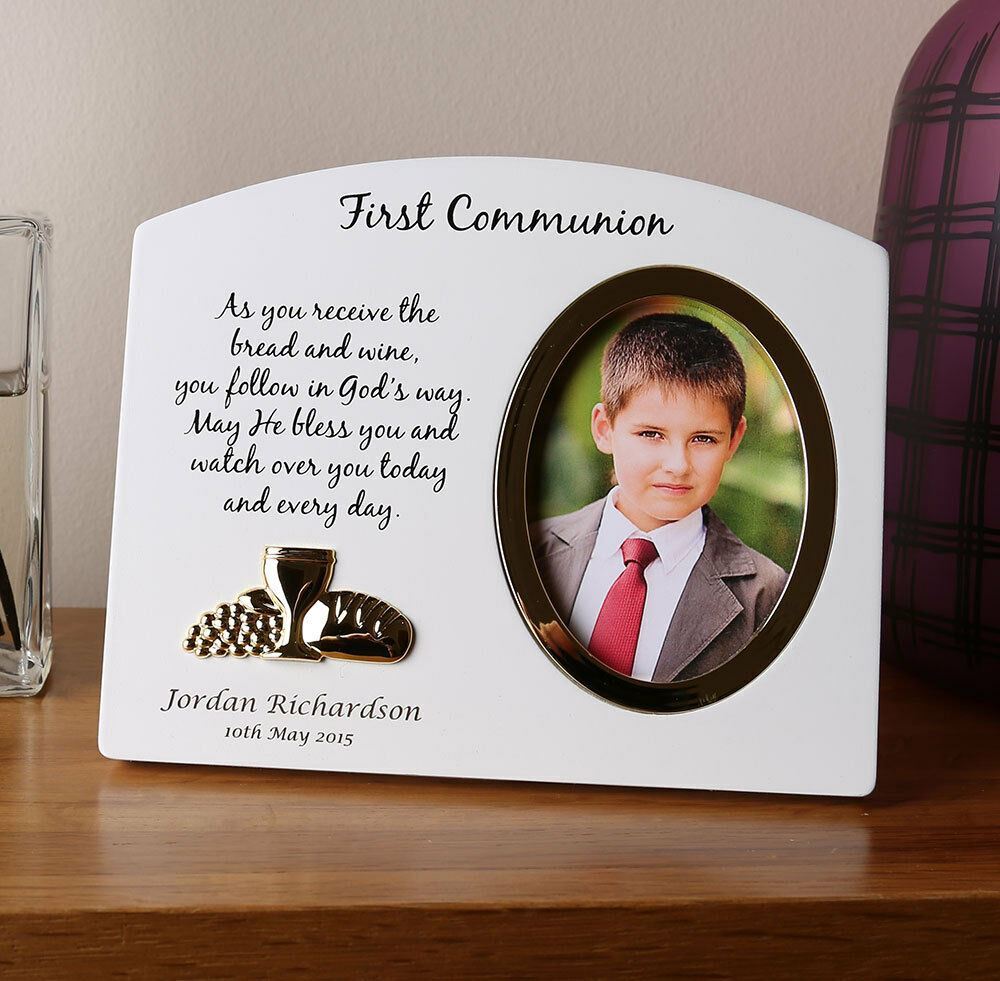 Boy’s 1st Holy Communion Gift, Engraved Boy’s Wooden Holy Communion Photo Frame