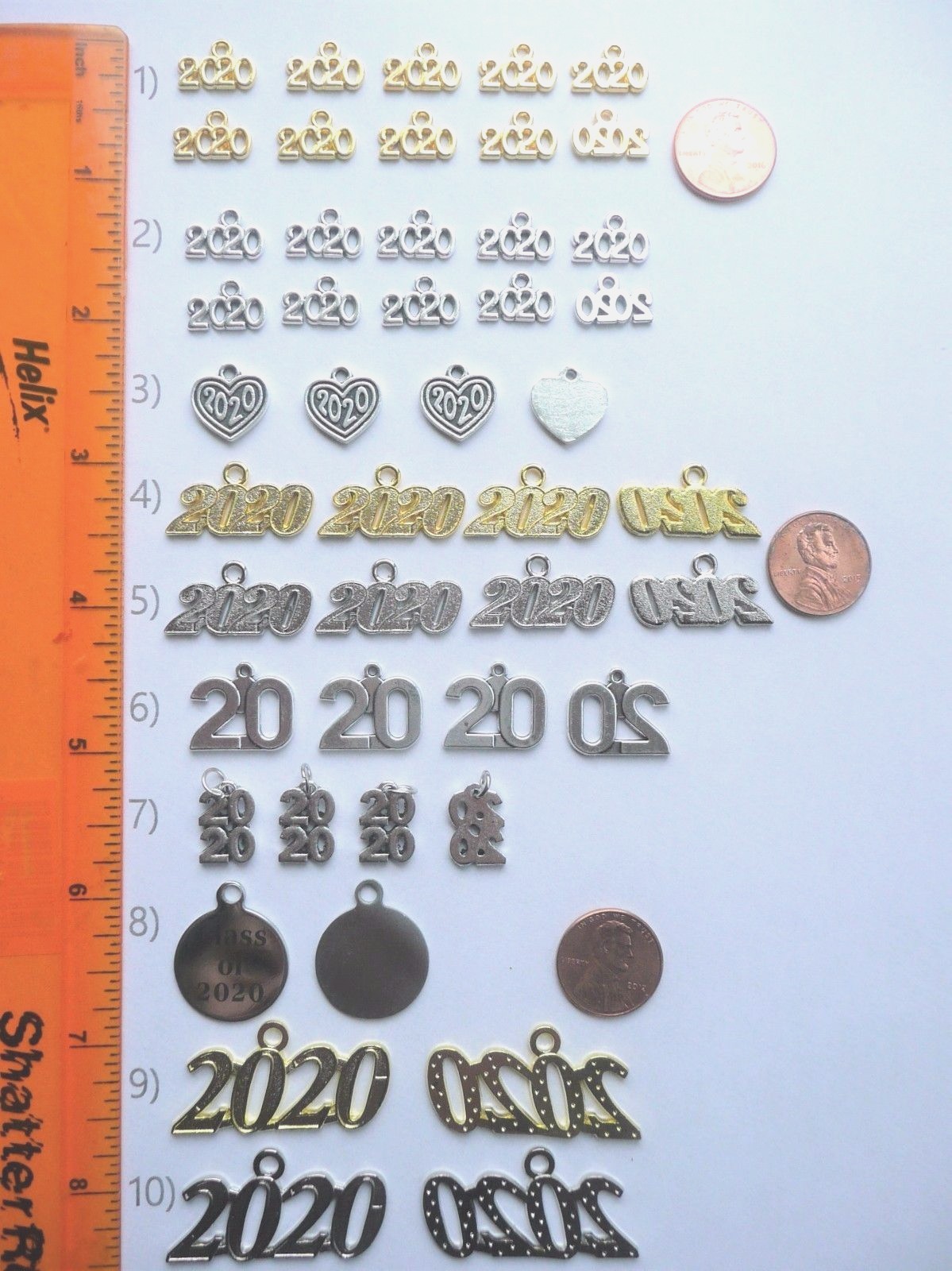 CLASS OF 2020 GRADUATION YEAR DROP SIGNET TASSEL NUMBER CHARMS, 11 STYLES