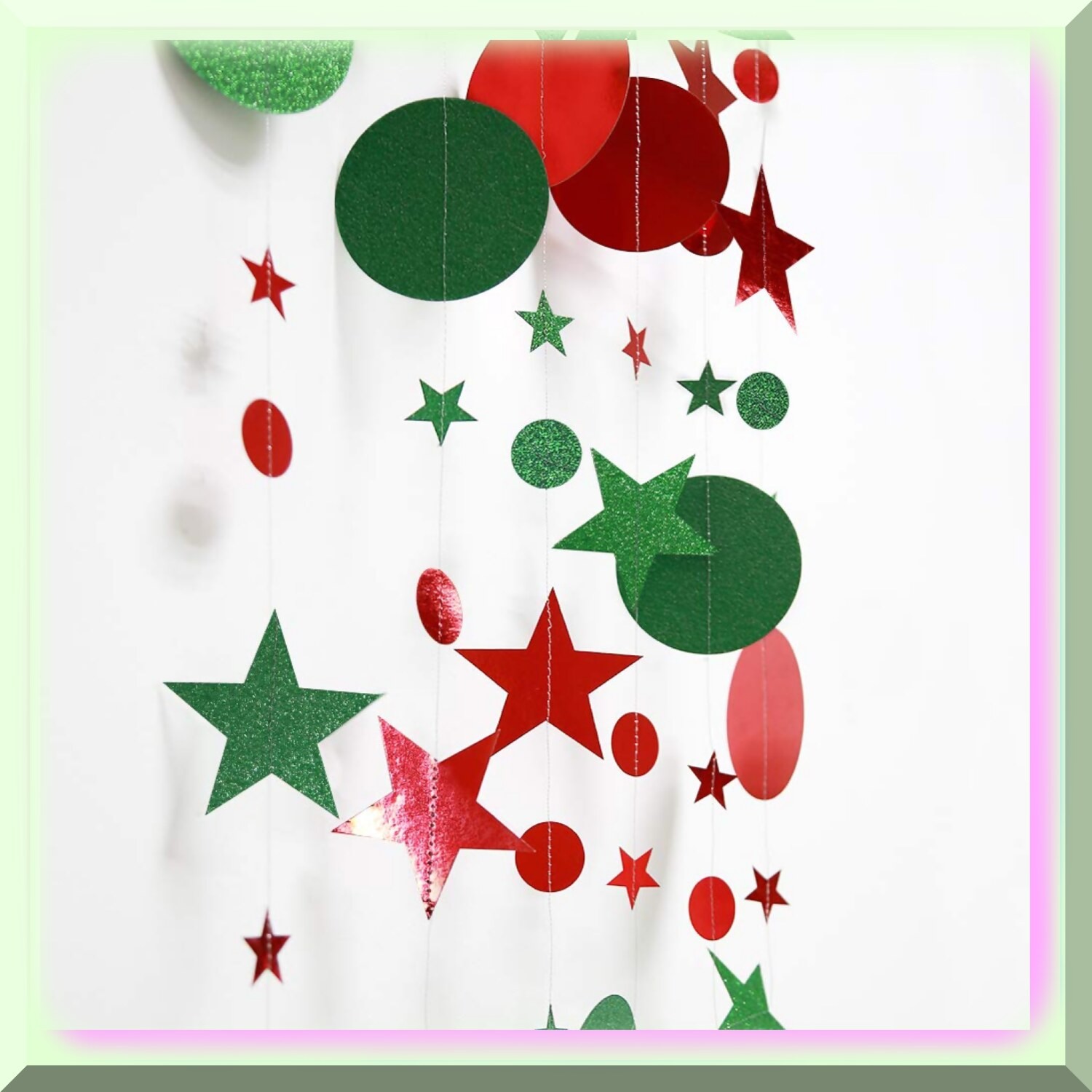 Sparkling Holiday Garland with Glitter Stars and Dots
