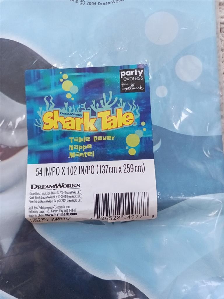 NEW A Shark’s Tale Shark Movie Tablecloth 2004 Party Supplies TableCover NRFB