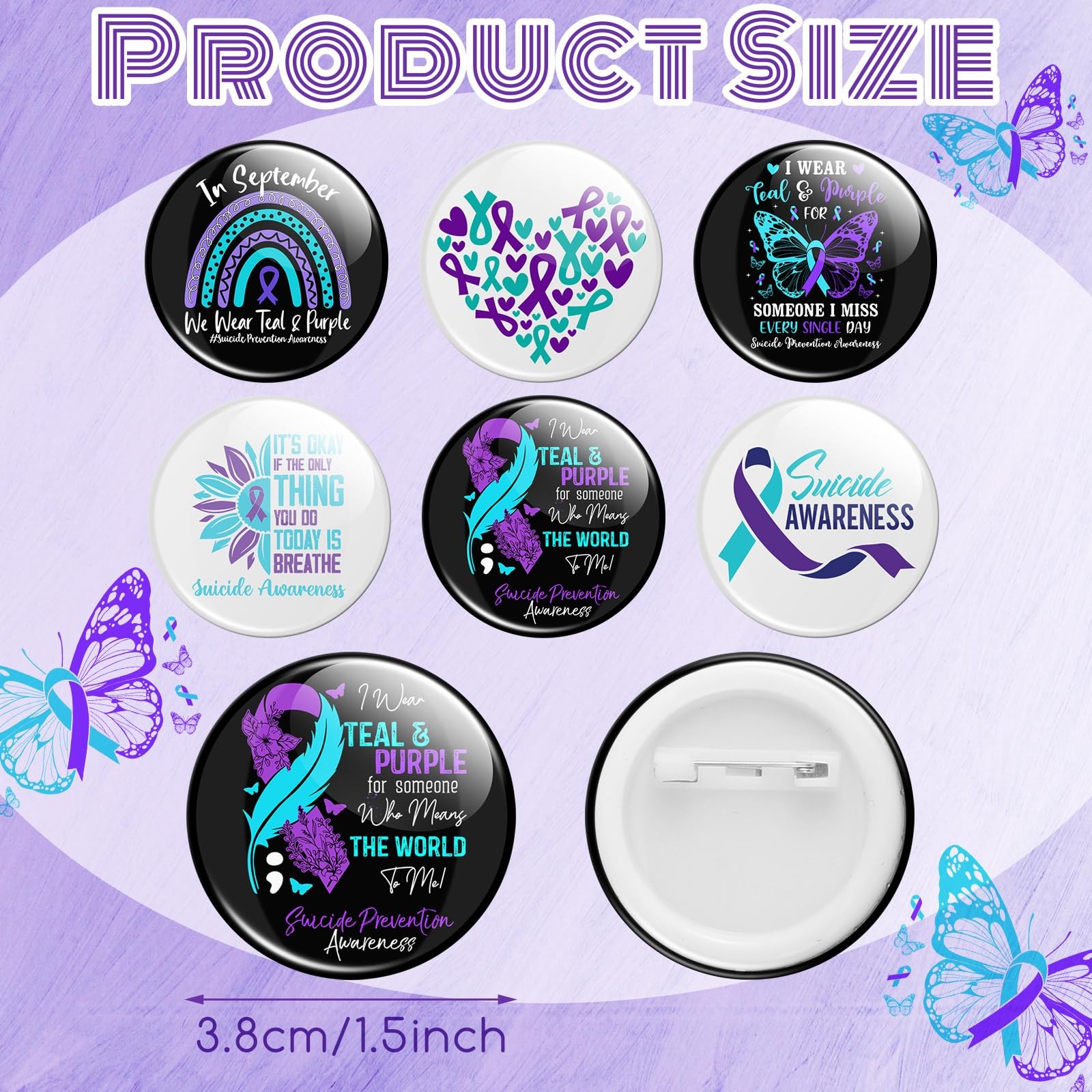 96 Pcs Suicide Prevention Awareness Accessories Set 48 Silicone Inspirational…