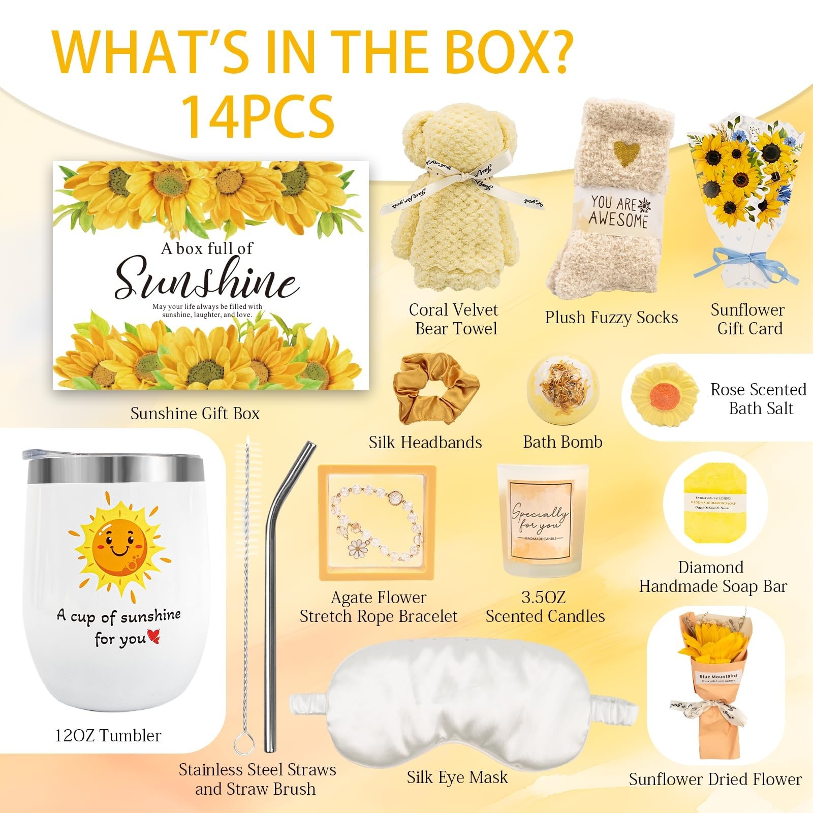 Birthday Gifts for Women, Sunflower Self-Care Package, Sending Suns… Fast Ship