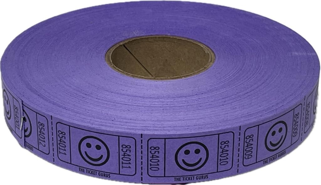 -2000 Purple Smile Tickets Single Roll Consecutively Numbered Raffle Tickets