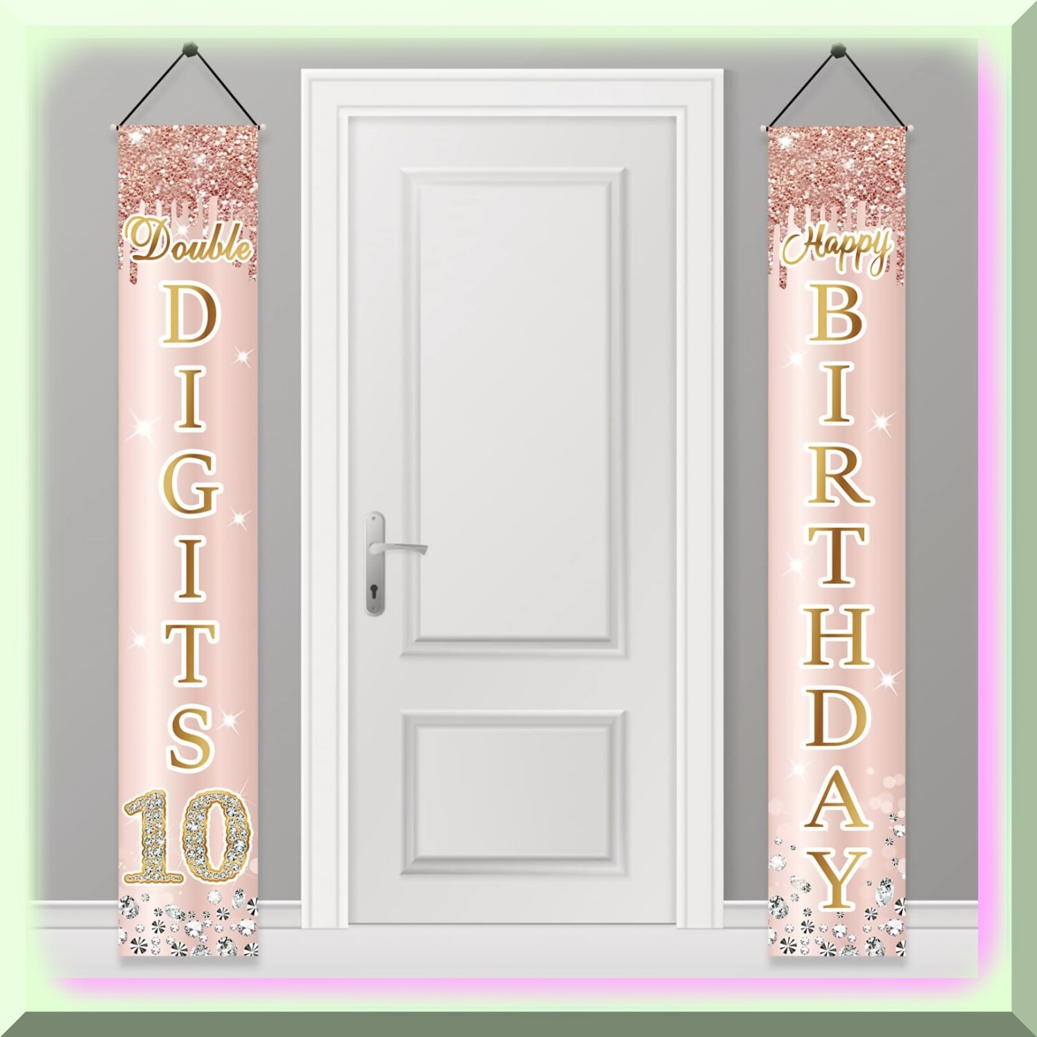 Rose Gold 10th Birthday Door Banner Set