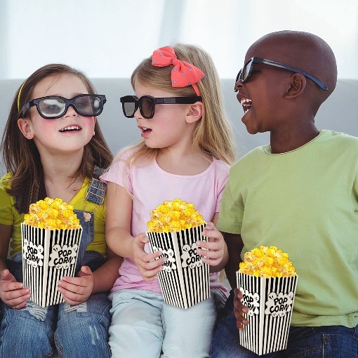 Mini Paper Popcorn Bags, Small Popcorn Bags Black and White Movie Night Popcorn