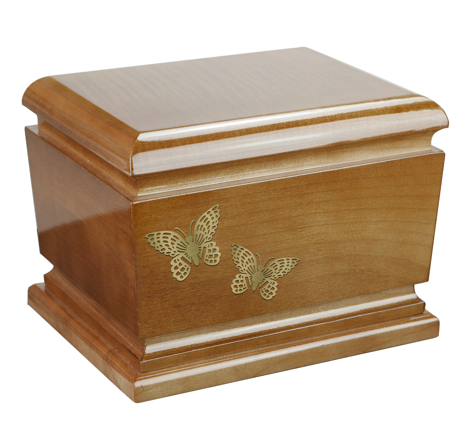 Wooden Beautiful Urn With Memorial Plaque, Tree of Life Theme on a Cremation Urn