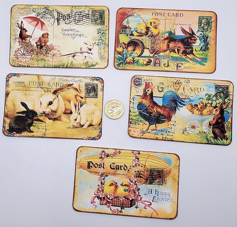 5~Easter~Handmade~Vintage~Linen Cardstock~Card Toppers~Journal~Crafts~Parties